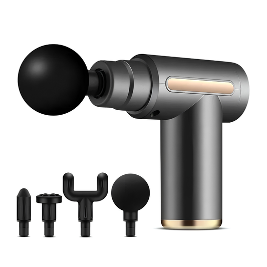 Portable Deep Tissue Massage Gun – Cordless Muscle Massager with 4 Massage Heads