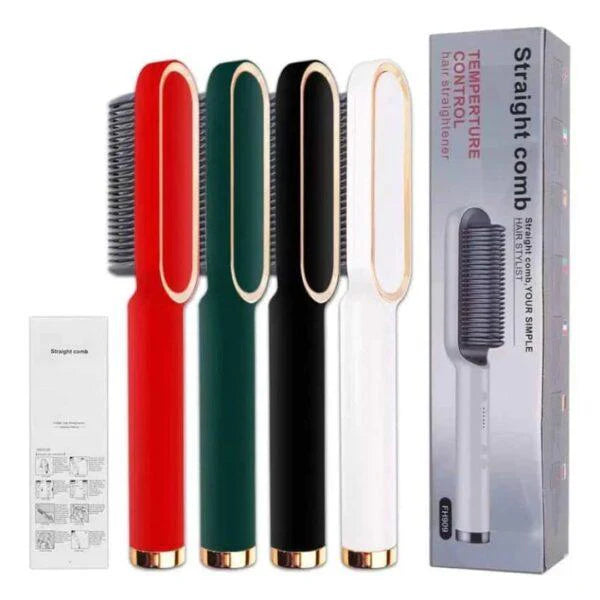 Portable Ceramic Hair Straightening Brush – Electric Fast Heat Hair Straightener Comb