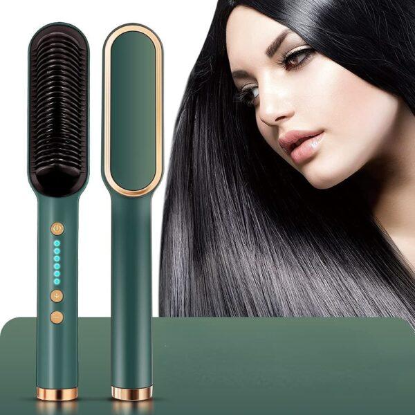 Portable Ceramic Hair Straightening Brush – Electric Fast Heat Hair Straightener Comb