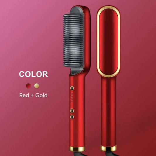 Portable Ceramic Hair Straightening Brush – Electric Fast Heat Hair Straightener Comb