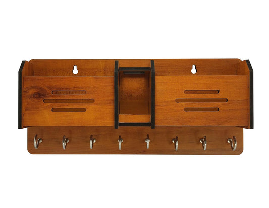Wooden Wall Mounted Key Holder with Mobile Stand – Multi-Purpose Entryway Organizer