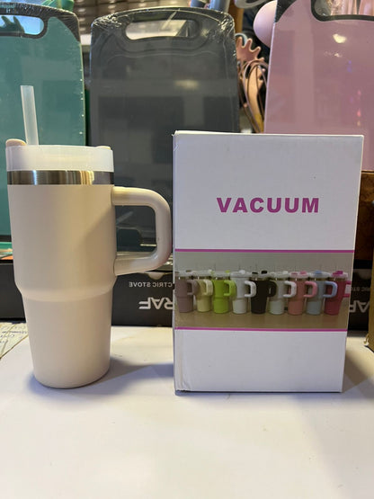 40oz Vacuum Insulated Stainless Steel Travel Mug with Handle & Straw