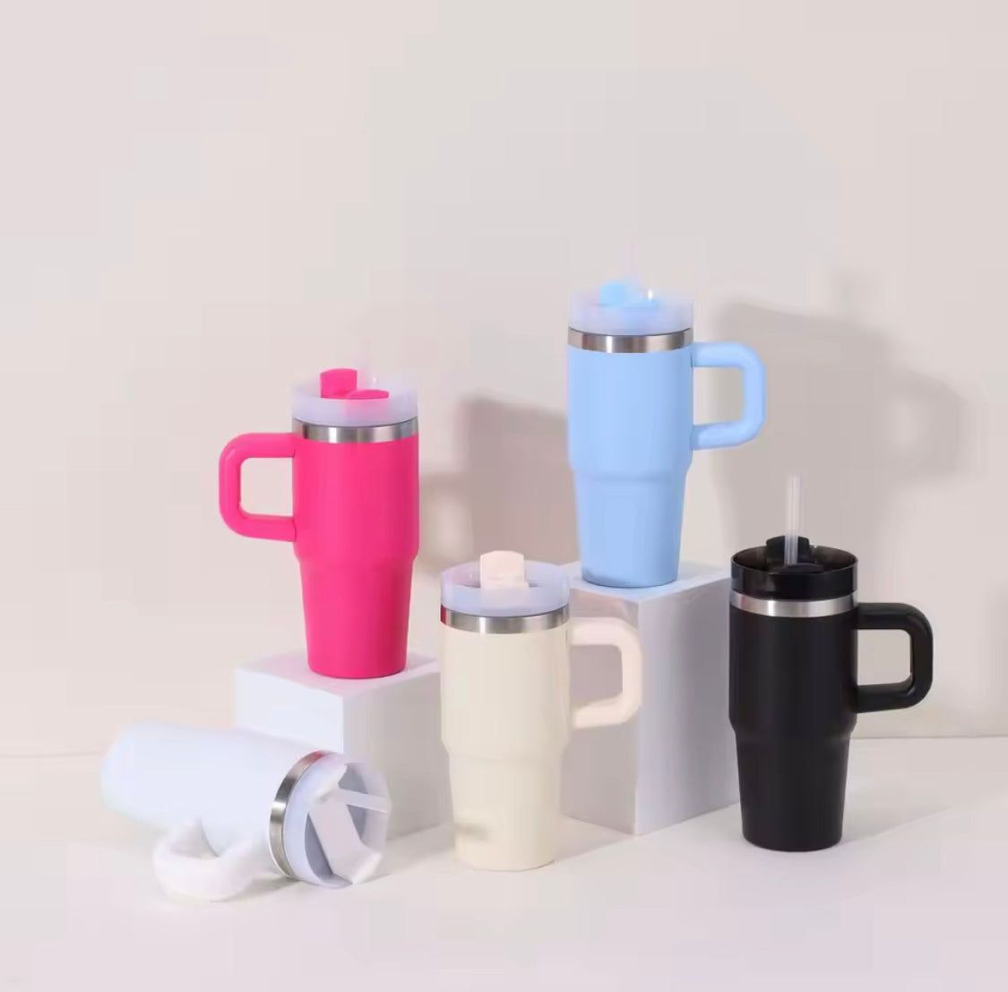 40oz Vacuum Insulated Stainless Steel Travel Mug with Handle & Straw