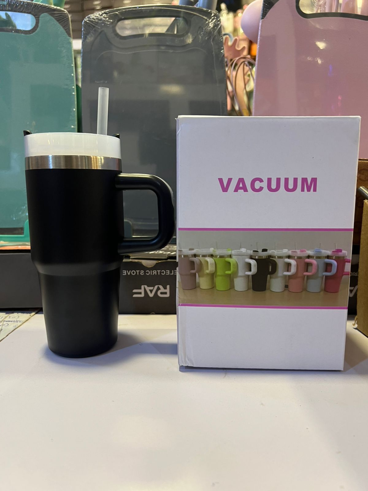 40oz Vacuum Insulated Stainless Steel Travel Mug with Handle & Straw