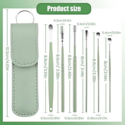 6-Piece Stainless Steel Ear Cleaning Tool Kit with Leather Storage Case