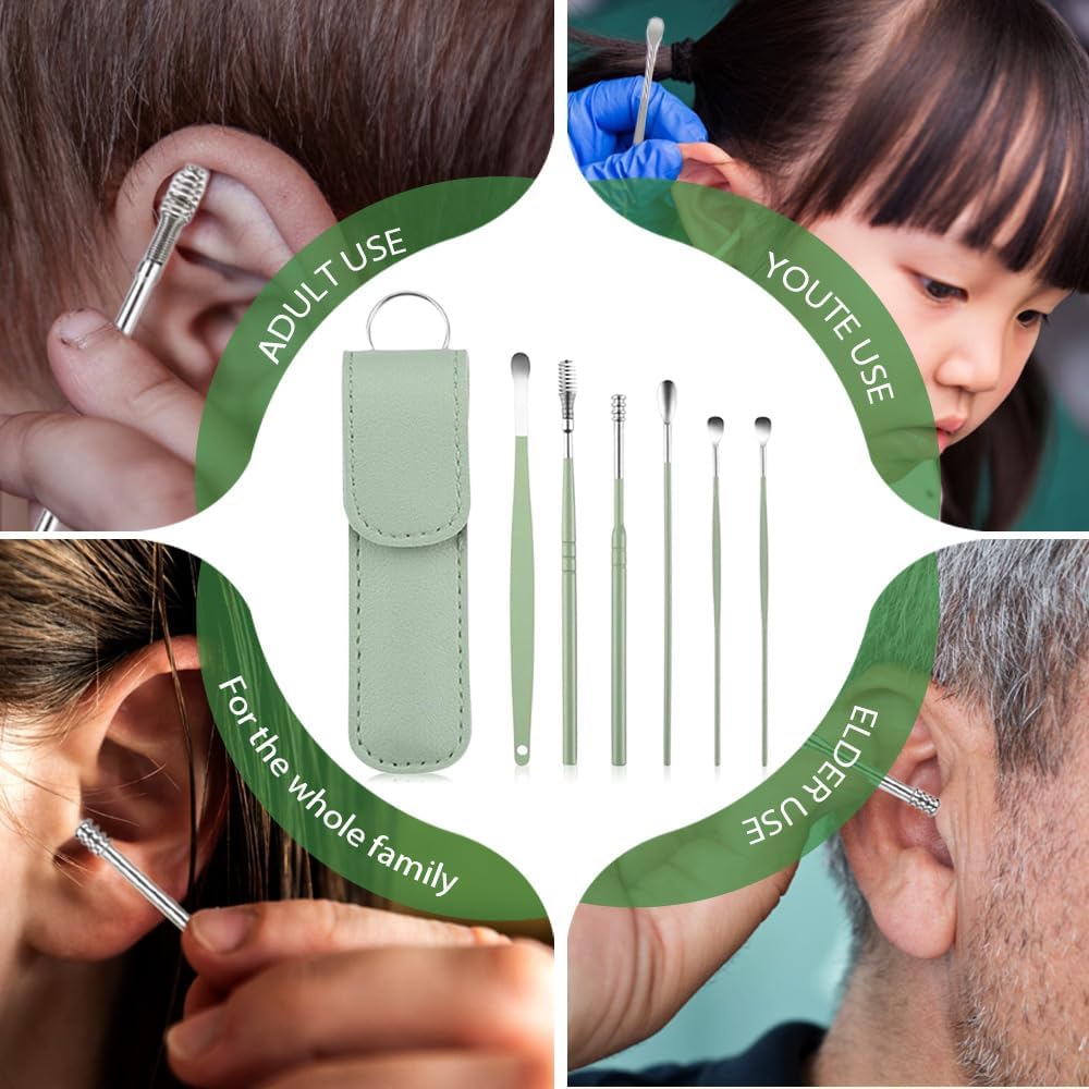 6-Piece Stainless Steel Ear Cleaning Tool Kit with Leather Storage Case
