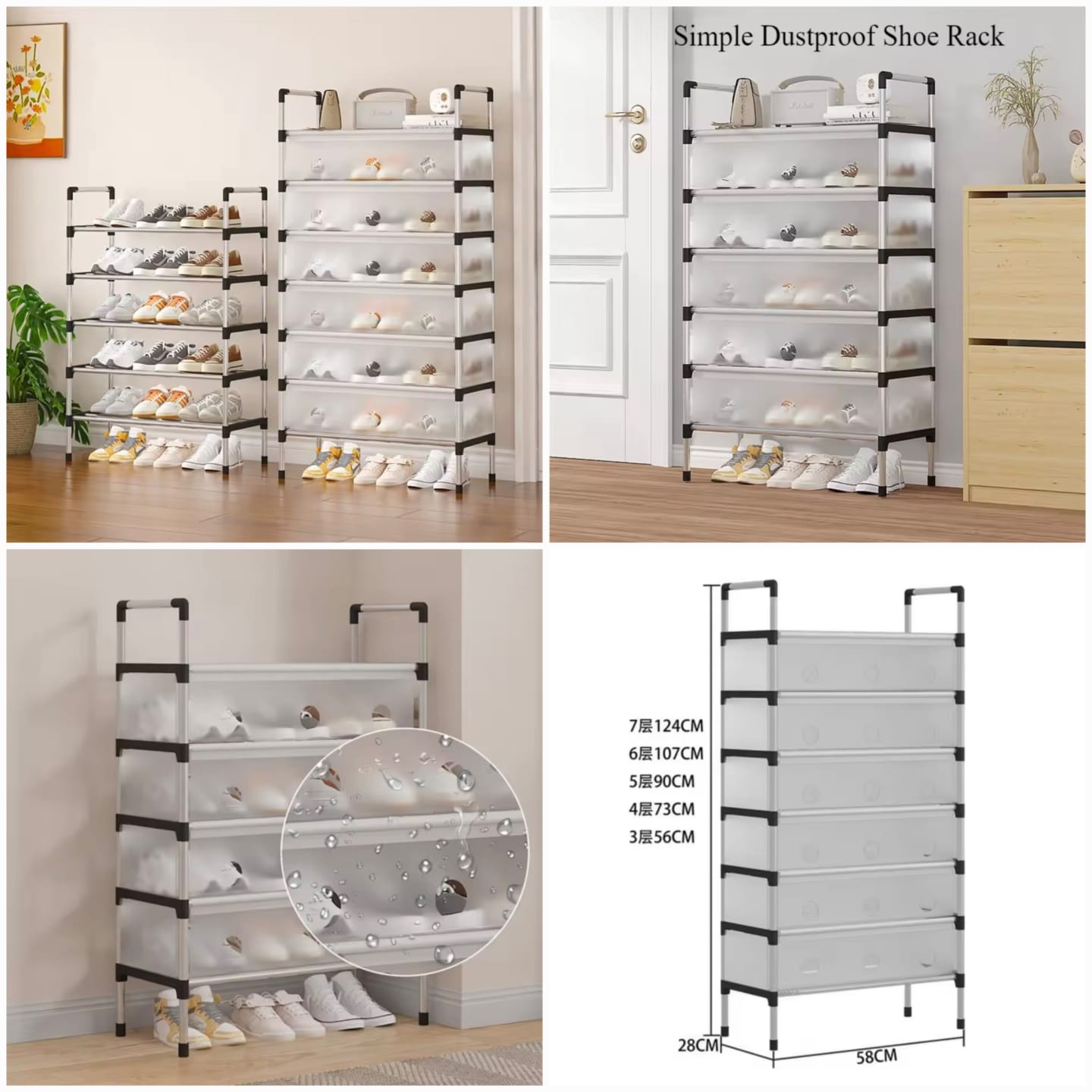 5-Layer Foldable Shoe Rack Organizer | Dustproof Shoe Storage Cabinet