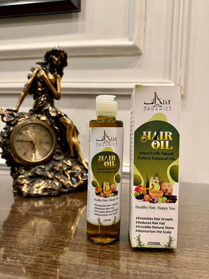 Alif Organics Herbal Hair Oil – Natural Hair Growth & Anti Hair Fall Oil (100ml)