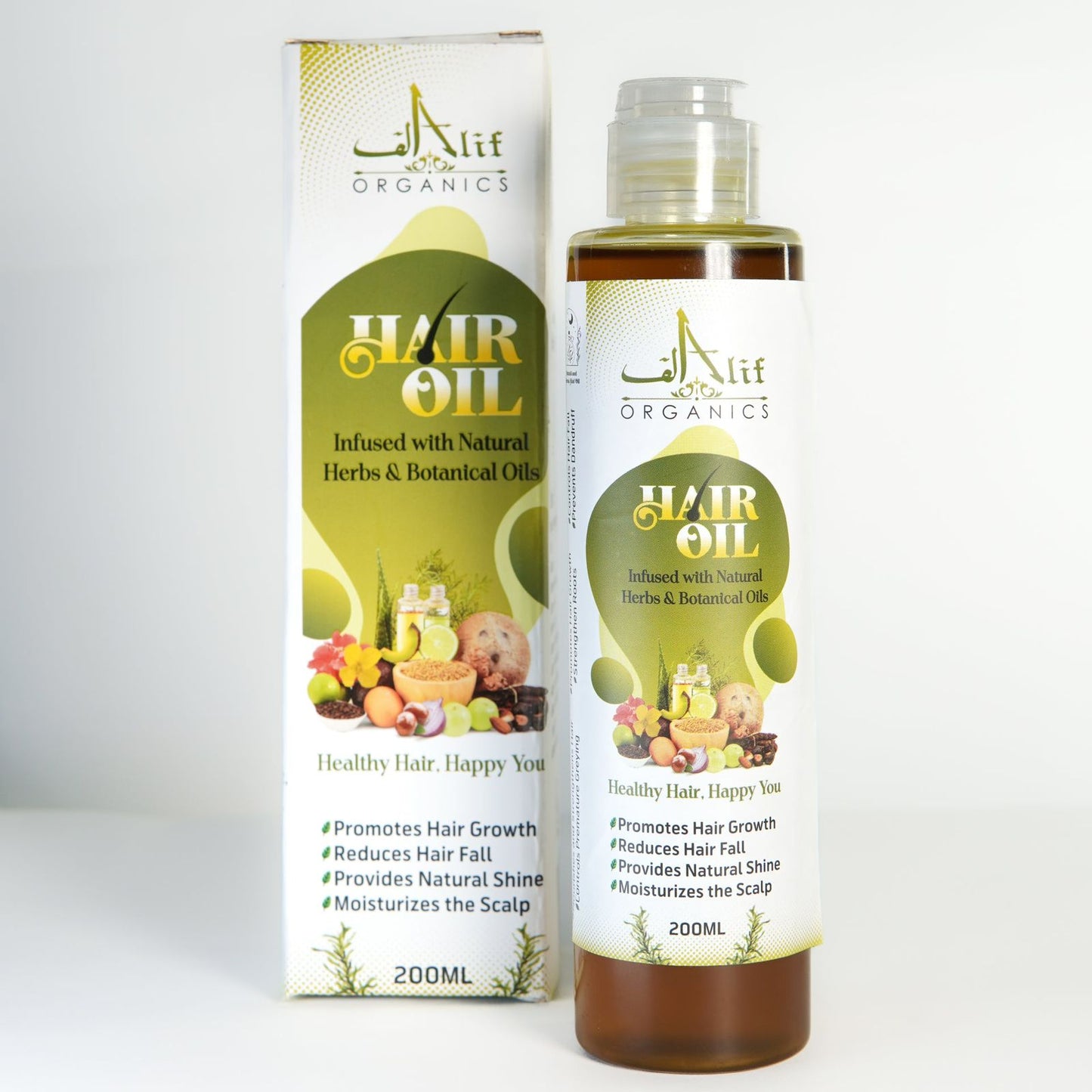 Alif Organics Herbal Hair Oil – Natural Hair Growth & Anti Hair Fall Oil (100ml)