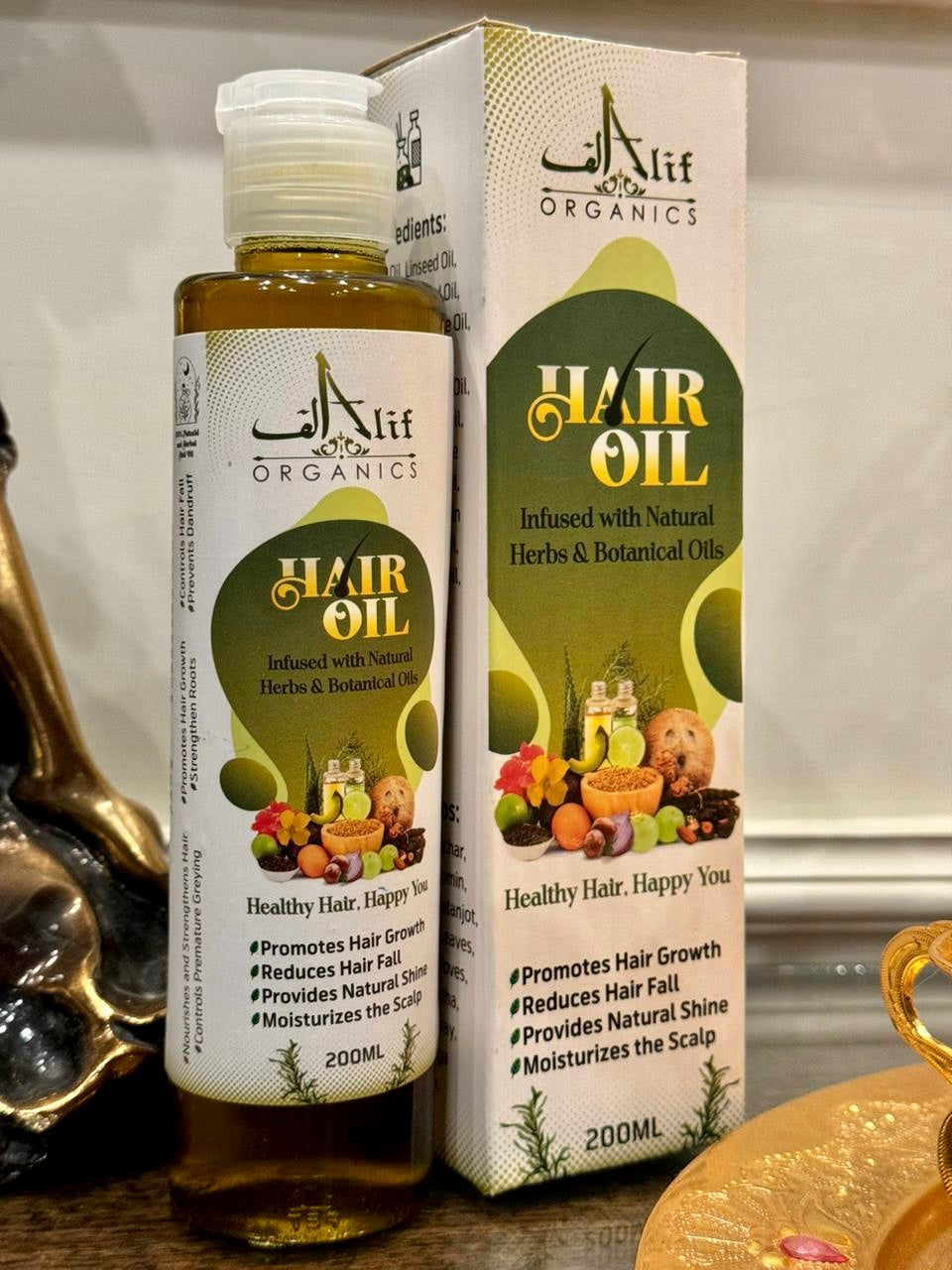 Alif Organics Herbal Hair Oil – Natural Hair Growth & Anti Hair Fall Oil (100ml)