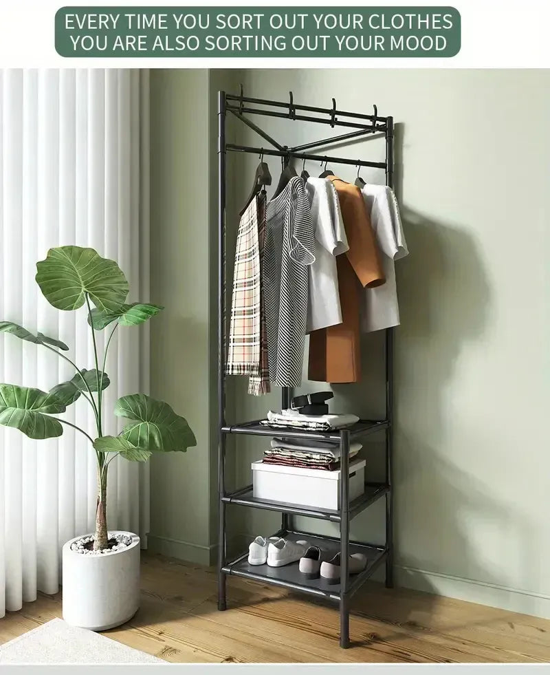 Heavy Duty Clothes Rack with Storage Shelves – Multi-Functional Garment Organizer