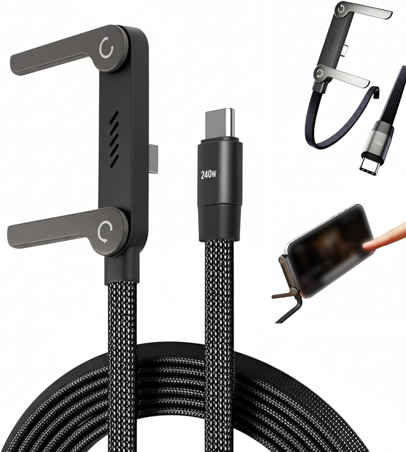 2-in-1 USB-C Fast Charging Cable with Phone Stand