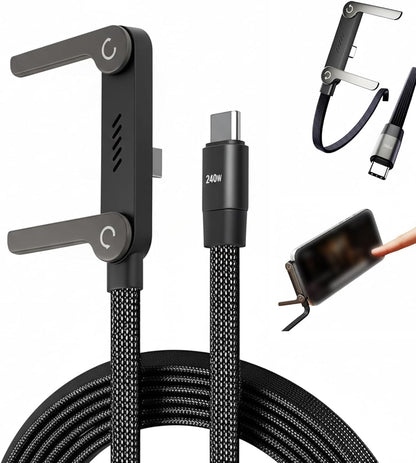 2-in-1 USB-C Fast Charging Cable with Phone Stand